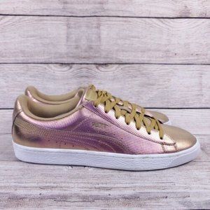 Puma Mens Basket Classic Holographic 362860-03 Gold Sneaker Shoes Size US 11.5